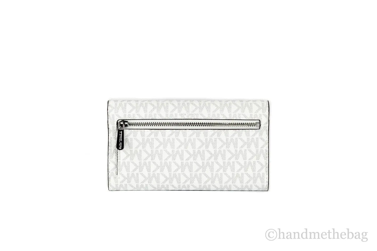 Michael Kors Jet Set Travel Large Bright White Signature Trifold Wallet Clutch