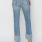 RISEN Full Size High Rise Cuffed Slim Straight Jeans
