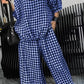 Full Size Plaid Round Neck Half Sleeve Top and Pants Set