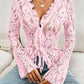 Tied V-Neck Long Sleeve Lace Top