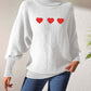 Heart Turtleneck Long Sleeve Sweater