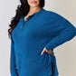 Basic Bae Full Size Ribbed Half Button Long Sleeve High-Low T-Shirt