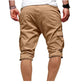 Men Casual Chino Cargo Shorts Elastic Waist Drawstring 6 Pockets Summer Trousers