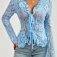 Tied V-Neck Long Sleeve Lace Top