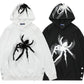 Men's Spider Graphic Oversized Hoodie with Side Button Details