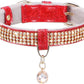 Cat Collar, Dog Collar, [Bling Rhinestones] Premium PU Leather with Pendant Adjustable Collars for Small to Medium Dog Medium Pink