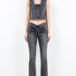 American Bazi Zip Up Washed Crop Denim Vest