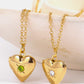 Zircon Heart Shape 14K Gold-Plated Pendant Necklace