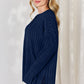 Basic Bae Full Size Ribbed Half Button Long Sleeve High-Low T-Shirt