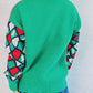 Pom-Pom Contrast Round Neck Long Sleeve Sweater