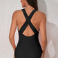 Crisscross Wide Strap One-Piece Swimwear