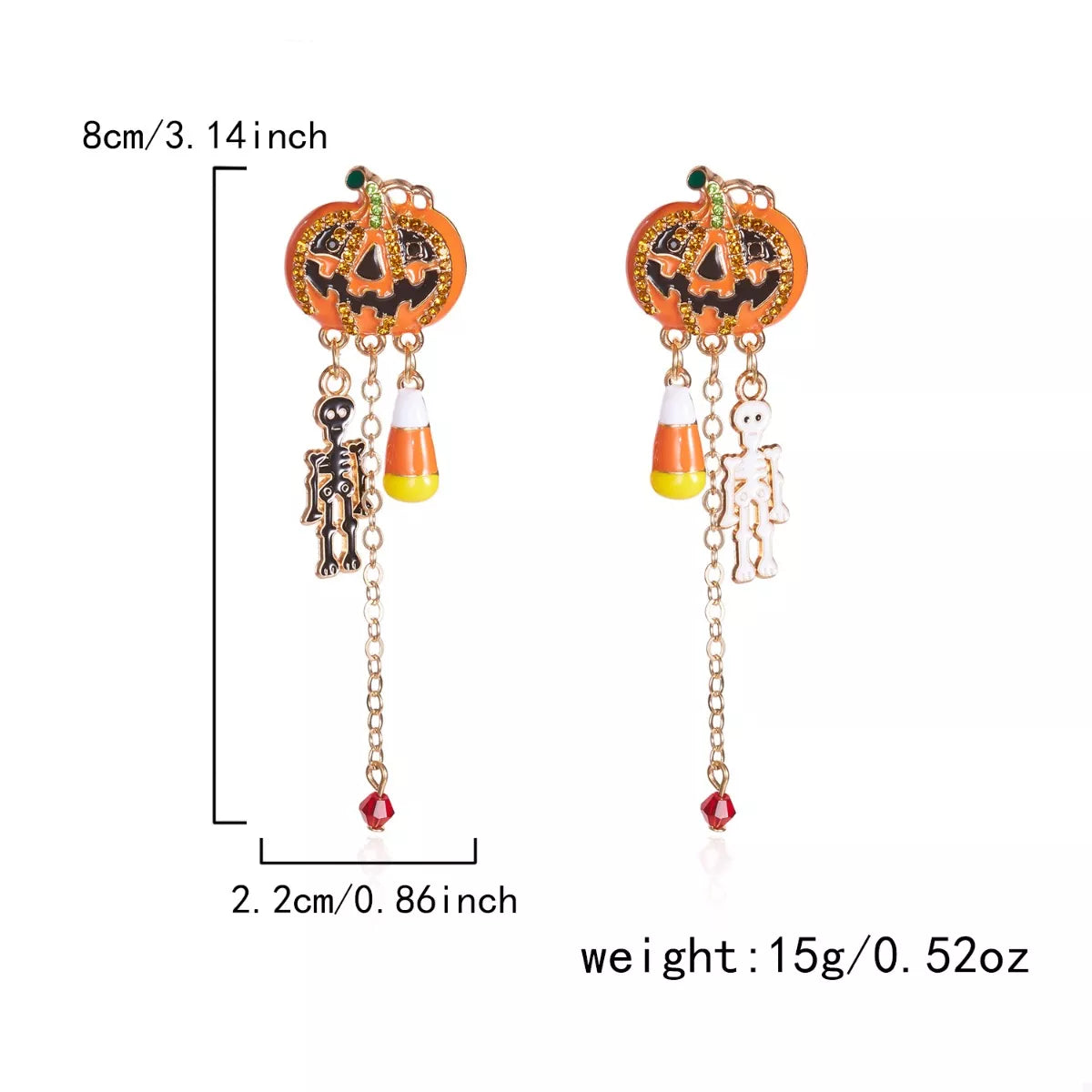 Halloween Pumpkin Drop Chain Earrings