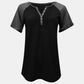 Contrast Notched Short Sleeve T-Shirt
