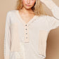 POL V-Neck Long Sleeve Floral Contrast Top