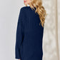 Basic Bae Full Size Ribbed Half Button Long Sleeve High-Low T-Shirt