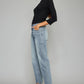 Kancan High Waist Raw Hem Cropped Wide Leg Jeans