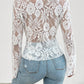 Tied V-Neck Long Sleeve Lace Top