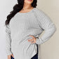 Basic Bae Full Size Ribbed Round Neck Slit T-Shirt