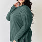 Basic Bae Full Size Ribbed Half Button Long Sleeve High-Low T-Shirt