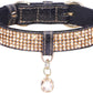 Cat Collar, Dog Collar, [Bling Rhinestones] Premium PU Leather with Pendant Adjustable Collars for Small to Medium Dog Medium Pink