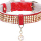 Cat Collar, Dog Collar, [Bling Rhinestones] Premium PU Leather with Pendant Adjustable Collars for Small to Medium Dog Medium Pink