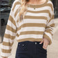 Striped Dropped Shoulder Long Sleeve Sweater