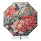 DALAWU Umbrellas for Rain Sun Outdoor Automatic Folding Umbrella Windproof Strong Large Anti-UV Compact Umbrella Black Outside Flower Peony Travel Umbrellas for Women Men
