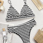 Striped V-Neck Two-Piece Swim Set