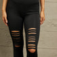 Double Take Wide Waistband Distressed Slim Fit Leggings