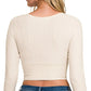 Zenana Ribbed Surplus Waist Band Long Sleeve Top