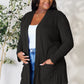 Basic Bae Full Size Ribbed Open Front Cardigan with Pockets