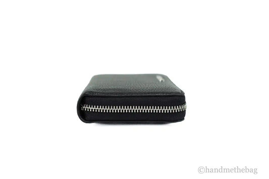 Michael Kors Jet Set Travel Large Black Leather Silver Continental Wrist Wallet