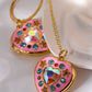 Rhinestone Decor Heart Box Pendant Necklace