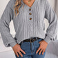 Cable-Knit V-Neck Long Sleeve Sweater
