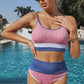 Color Block Spaghetti Strap Two-Piece Swim Set