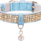 Cat Collar, Dog Collar, [Bling Rhinestones] Premium PU Leather with Pendant Adjustable Collars for Small to Medium Dog Medium Pink