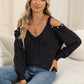 Cable-Knit Cold Shoulder Sweater