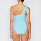 Marina West Swim Vacay Mode One Shoulder Swimsuit in Pastel Blue