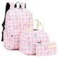 Dezcrab Kids Backpack for Girls Teens School Bags Bookbags Set with Lunch Bag Pencil Case (Cute Checkered Pink)