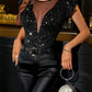 Ruffled Round Neck Cap Sleeve Top