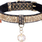 Cat Collar, Dog Collar, [Bling Rhinestones] Premium PU Leather with Pendant Adjustable Collars for Small to Medium Dog Medium Pink