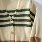 Color Block V-Neck Button Down Long Sleeve Cardigan