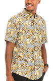 WEIV Men's Full Size Hawaiian Print Button Down Shirt Plus Size