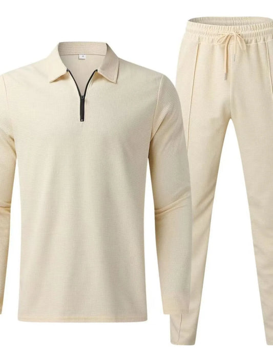 Men's Full Size Long Sleeve Top and Pants Set Plus Size