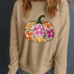 Halloween Floral Pumpkin Graphic Drop Shoulder Sweatshirt