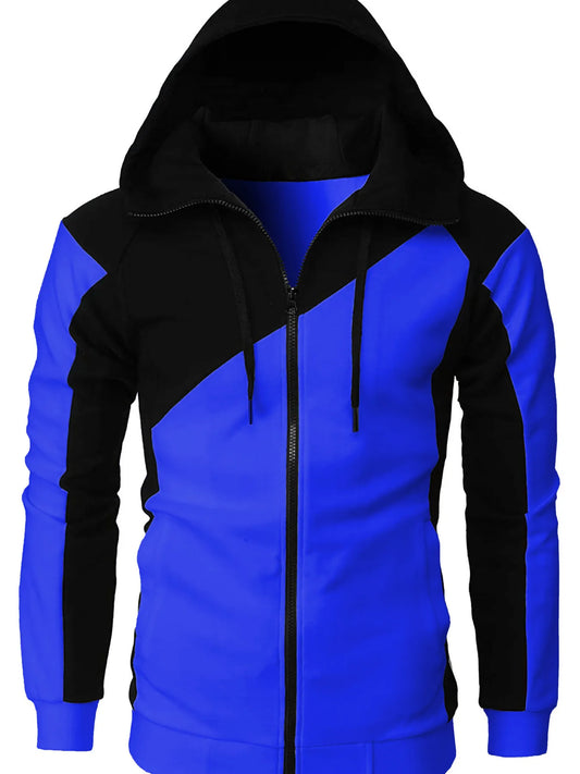 Men's Color Block Zip-Up Hoodie