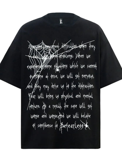 Men's Spider Web Letter Print Oversized T-Shirt