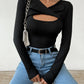 Cutout Surplice Long Sleeve T-Shirt