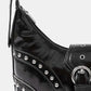 Fame Faux Leather Studded Trim Shoulder Bag
