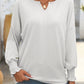 Mandy Textured Notched Lantern Sleeve T-Shirt